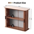 thumbnail image 2 of Wirrytor Walnut Fluted Wall Mounted Cabinet With Sliding Doors, 2-Tier Arched Bathroom Wall Cabinet For Over Toilet Storage, Kitchen & Bedroom Organizer, 2 of 9
