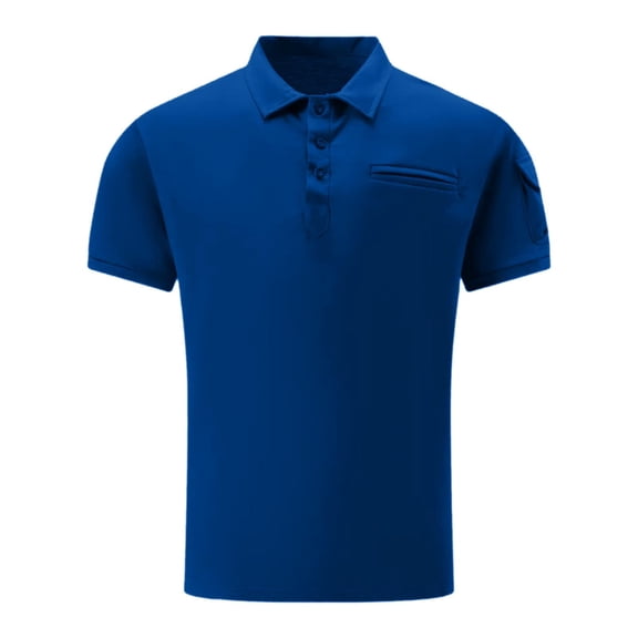 Polo Tees for Men Short Sleeve Button Down Polo Tees Slim Fit Blue Summer Shirts for Men