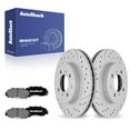 thumbnail image 4 of AutoShack Front Drilled & Slotted Brake Rotors Ceramic Brake Pads | Replacement for 1992-1993 Acura Integra 1.7L FWD | Silver Matte Finish | 6-PC Brake Kit | TurboGuard, 4 of 4