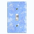 thumbnail image 1 of Metal Light Switch Plate Cover Romantic Paris  Eiffel Tower Bicycle Cupid Blue PRS018, 1 of 13