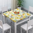 thumbnail image 3 of Yellow Lemon Fruit Slices White Pattern Square Fitted Tablecloth with Elastic Edge,Square Table Cover,Washable Elastic Table Cover for Home Kitchen Party Decor 34"x34", 3 of 6