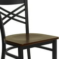 thumbnail image 6 of Flash Furniture HERCULES Series Black ''X'' Back Metal Restaurant Chair - Mahogany Wood Seat, 6 of 11