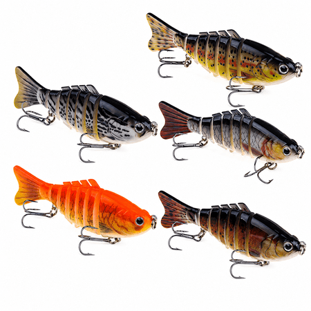 ABPETE Robotic Fishing Lure Multi-Jointed 3D Swimbait 3.93 in 16 g Lifelike S-Wave Hard Bait with Treble Hooks for Freshwater and Saltwater Bass Trout and Walleye