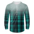 thumbnail image 3 of Men's T Shirts Patchwork Color Crew Neck Button Up Large Size Digital Printed Long Sleeve Tee Shirts Men Green XXL, 3 of 3