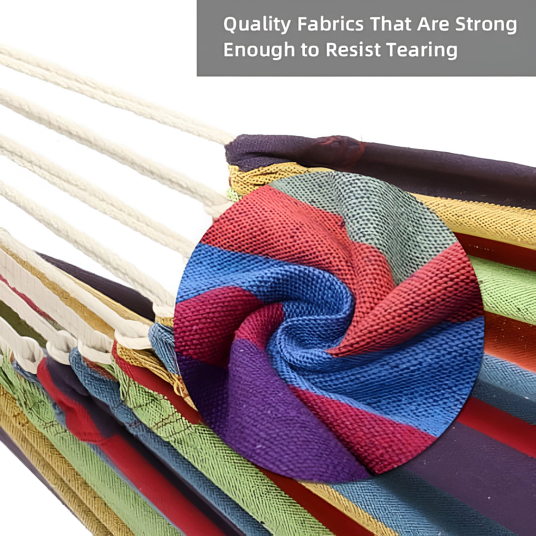 ONCLOUD 550 LBS Capacity Double Hammock with Stand Included with Portable Carrying Bag, 2-Person Hammock for Outdoors & Indoors - Rainbow Stripe