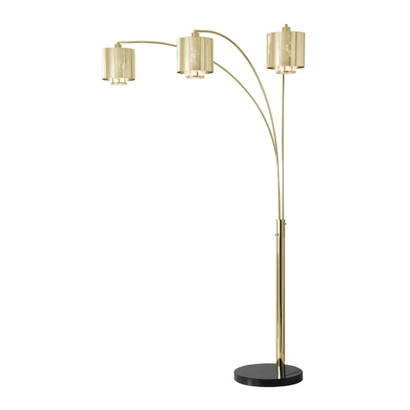 Marilyn 3 Light Arc Floor Lamp - 90 Weathered Brass Mylar & Crystal Shade