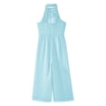 thumbnail image 6 of iEFiEL Kids Girls Casual Chiffon Floral Lace Romper Halter Sleeveless Wide Leg Jumpsuit for Dance Pageant Gown Light Blue 8, 6 of 7