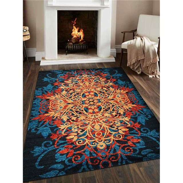 Get My Rugs MX0012M4003A18 10 x 13 ft. Machine Woven Polypropylene Area Rug, Turkish Floral - Caramel Blue