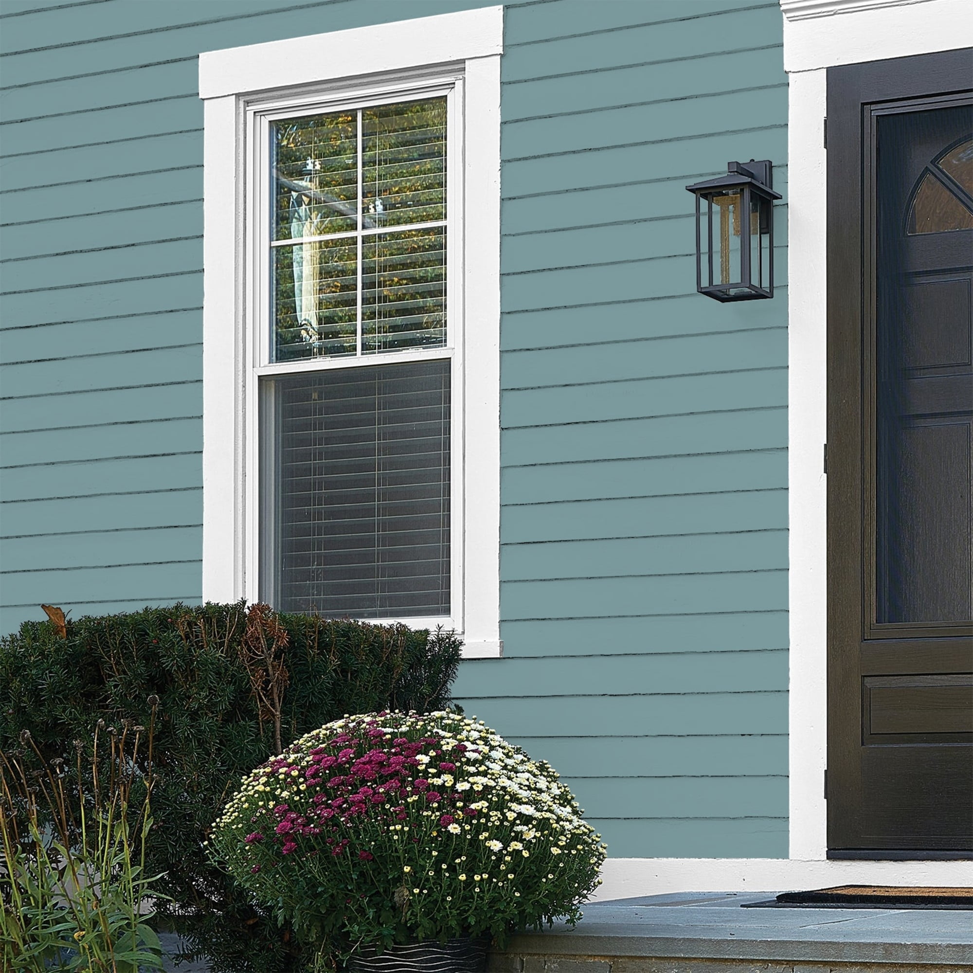 Glidden One Coat Cathedral Glass / Aqua Flat Exterior Paint with Primer, 5 Gallon