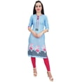 thumbnail image 5 of Bimba Women's Sky Blue Moss Georgette Kurti Summer Wear Printed Tunic Kurta-16, 5 of 5
