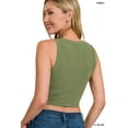 thumbnail image 3 of Zenana Casual Ribbed Scoop Neck Cropped Slim Basic Tank Top, 3 of 4