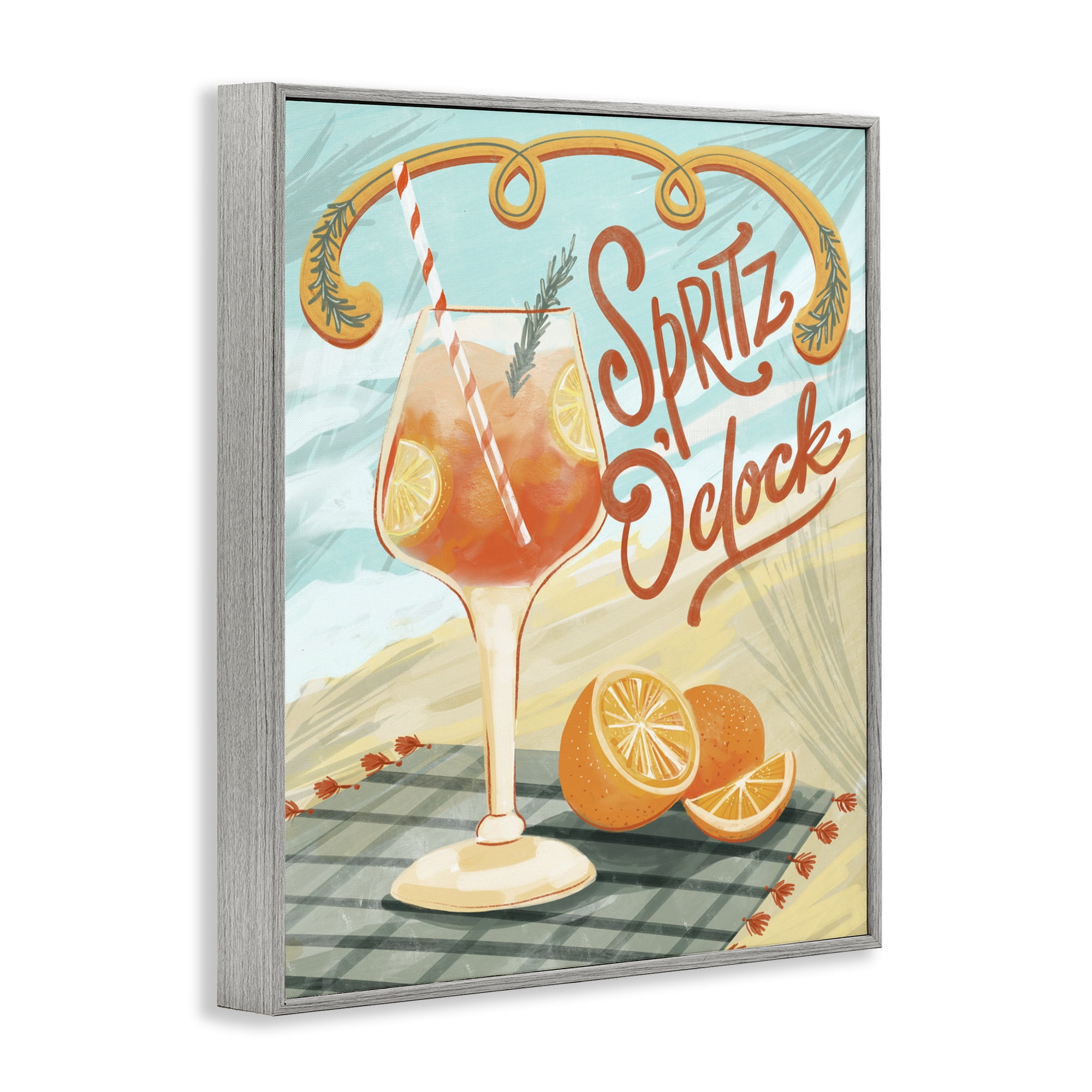 Stupell Industries Spritz O'Clock Citrus Cocktail Gray Framed Giclee Art, design by Connie Summers