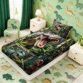 thumbnail image 2 of Manfei Wild Dinosaur Animals Fitted Sheet Queen,Vintage Wildlife Bedding,Green Brown,3 Pieces,1 Fitted Sheet and 2 Pillowcases, 2 of 6