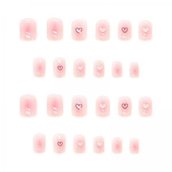 24 Piezas de uñas postizas para El Día de San Valentín Sunnimix Corazones Rojos y blancos Elegantes Extensiones de uñas para MUJERES y niñas