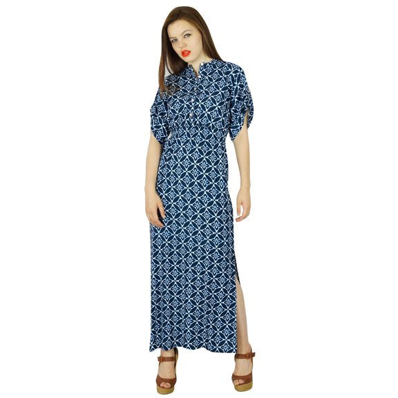 Bimba Women Long Maxi Day Dress Rayon Gown With Side Slit Summer Clothing