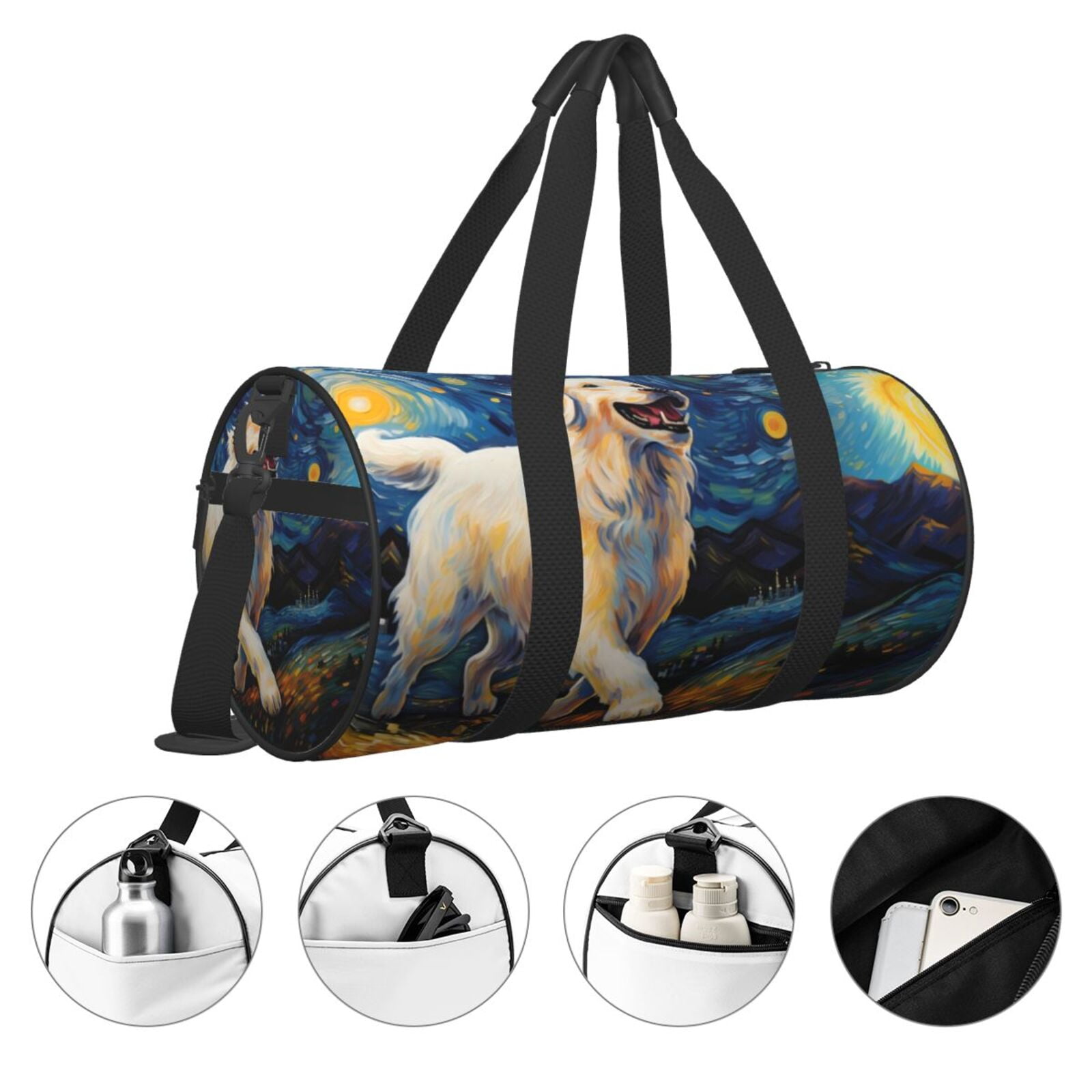 Vsdgher Vintage Starry Sky Labrador A 45L Foldable Duffel Bag, Sports Gym Bag,Overnight Bag, Portable Weekender Bag for Airplanes
