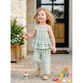 thumbnail image 5 of BemeyourBBs Toddler Baby Girls Summer Clothes 6 12 18 24 Months 2 3 4 Years Little Baby Girl Summer 2 Piece Outfits Gingham Plaid Sleeveless Square Neck Ruffled Tank Tops and Wide Legs Pants Set, 5 of 9