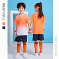 thumbnail image 3 of oqasdz Boys Shorts Set V Neck Short Sleeve Quick Drying Mesh Gradient Rash Guard and Shorts Formal Kids Sport Athletic Casual Summer Clothing Set,Orange,Size 9 Y-10 Y, 3 of 3