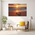 thumbnail image 3 of Golden Sunset Heart Shape Sand Beach Framed Canvas Wall Art Posters for Apartment Hallway Bedroom Decor, Ready to Hang12"L x 8"W, 3 of 10