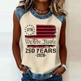 thumbnail image 3 of KDDYLITQ Womens 250th Anniversary Independence Day Tshirt Liberty Usa Flag Sleeveless Blouses 4th July Usa Star Stripes Summer Tops Red White and Blue Loose Crew Neck Tees Beige 3XL, 3 of 7