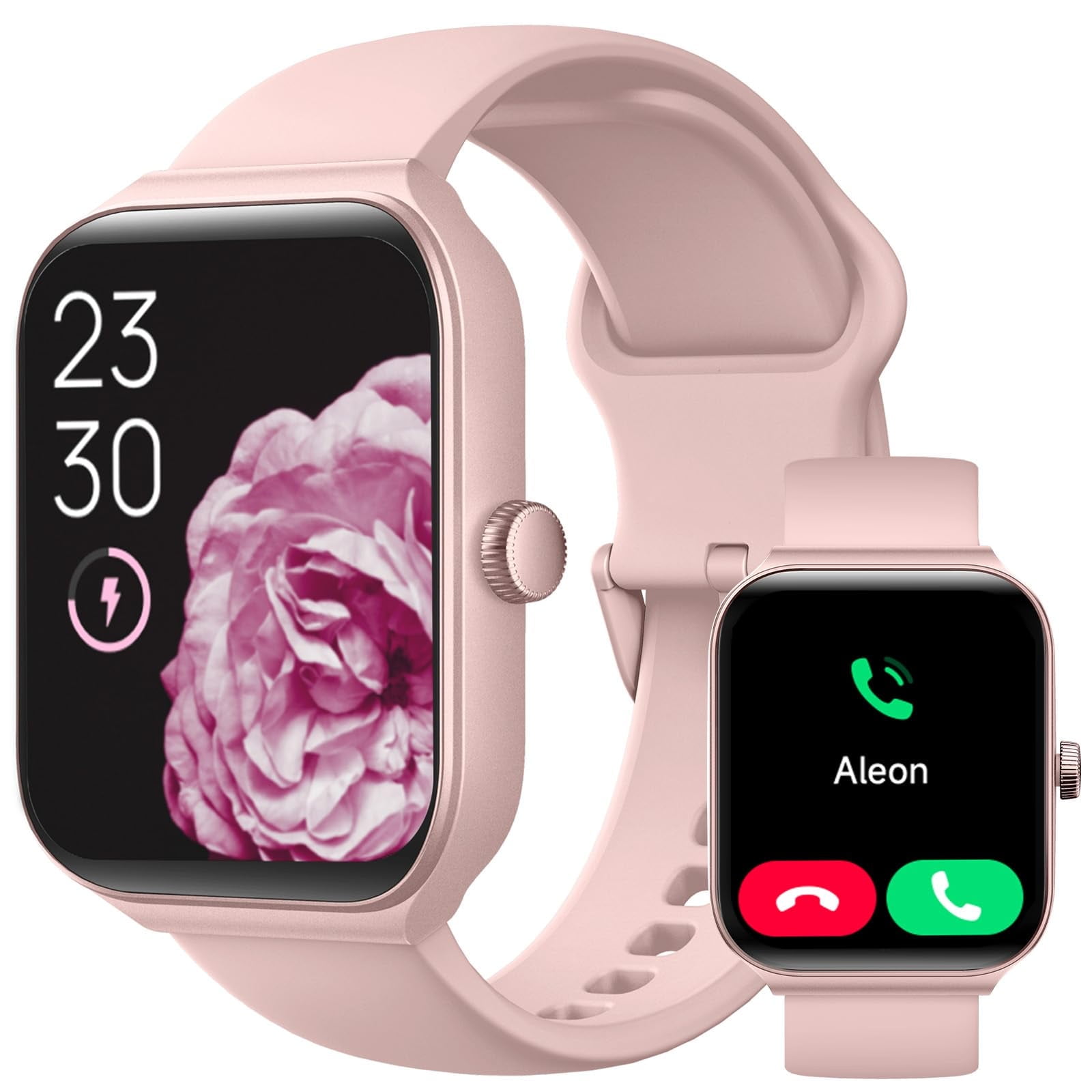 TOOBUR IDW16 IP68 Waterproof 1.95 inch Pink Case with Silicone Band