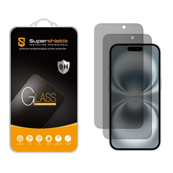 (2 Pack) Supershieldz (Privacy) Anti Spy Screen Protector Designed for iPhone 16 Plus / iPhone 15 Plus (6.7 inch), Tempered Glass, Anti Scratch, Bubble Free
