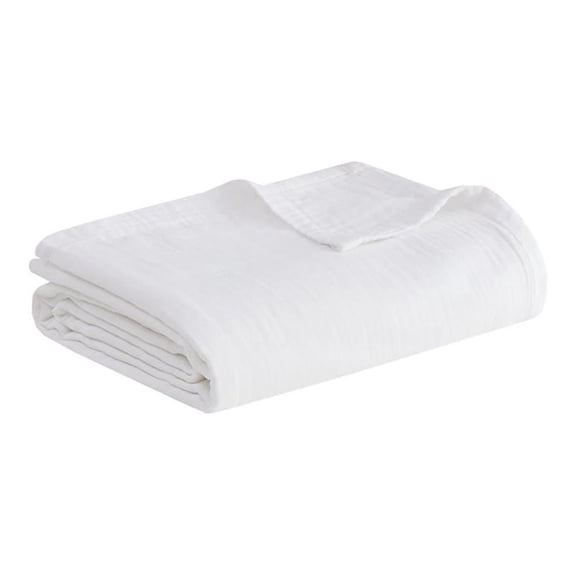 Pemberly Row 108" Transitional Cotton Solid Gauze Blanket in White