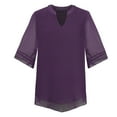 thumbnail image 6 of HAPIMO Rollbacks Womens Summer Tops Boho Print Chiffon Casual Comfy Pullover Tops Teen Grils Fashion Clothes V-Neck Tee Shirt Short Sleeve Shirts for Women Purple S, 6 of 8