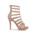 thumbnail image 3 of BLISSFUL STEP Edition Women's Open Toe Platform Stiletto Heel Cage Heeled Sandals Dust Pink 9, 3 of 7