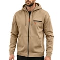 thumbnail image 6 of TKKCS Mens Full Zip Hoodie Casual Daily Midweight Regular Fit Long Sleeve Sweatshirt Jacket with Zipper Chest Pocket Khaki M, 6 of 8
