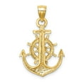 thumbnail image 3 of Diamond2Deal 14K Yellow Gold Satin Diamond-Cut Anchor Pendant for Men (L- 1.19 in), 3 of 4