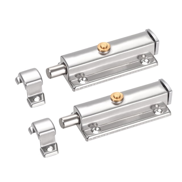 Pestillo de Puerta, Pestillo de Barril de Seguridad de Acero Inoxidable de 4 pulgadas con Interruptor de Resorte 2 Pcs