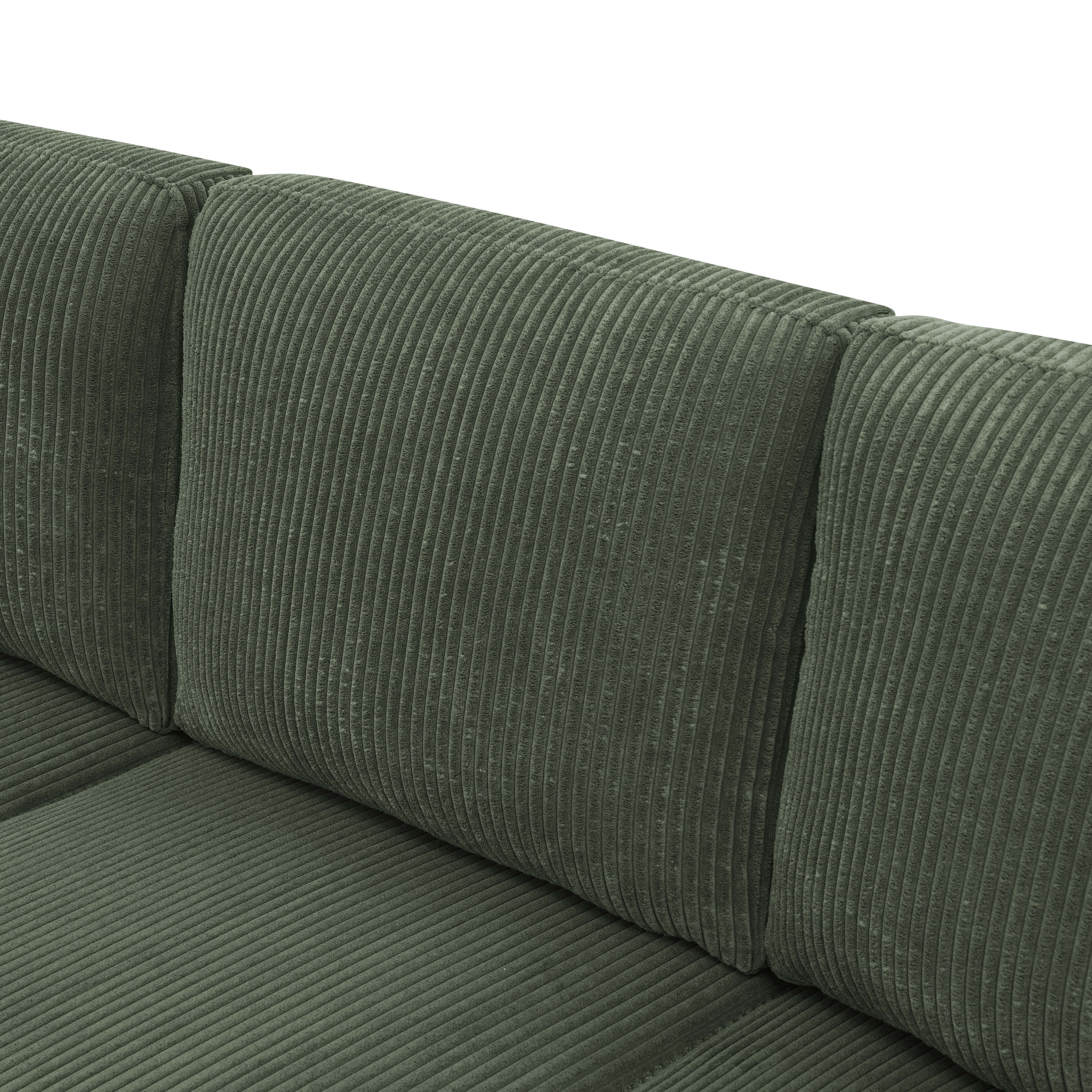 U-Shaped Modular Sectional Sofa Couch with Movable Ottomans,101" Cordory Upholstered 4 Seat Lounge Sleeper Couch for Living Room,Dark Green