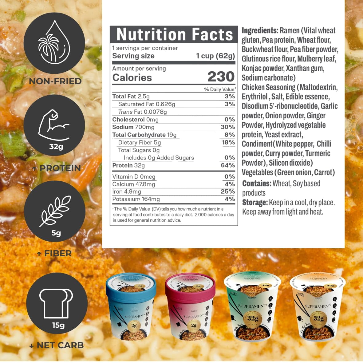 KLDSCP Protein Noodles, High Protein, Keto Friendly, Vegan, Non-GMO, Kosher, Low Carb, Plant-Based Noodle (12 pk)