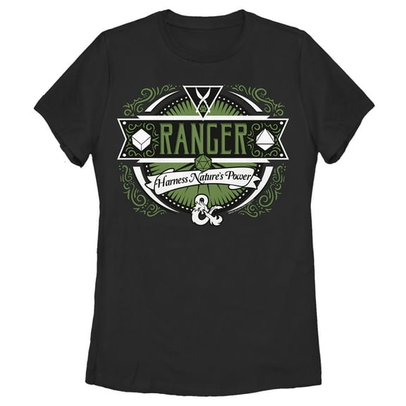Women's Dungeons & Dragons Ranger Harness Nature's Power Graphic Tee Black X Large