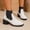 White, variant on Boots for Women Versatile Wedge Block Heel Pointed Toe Booties Fashion Leather British Ankle Shoes