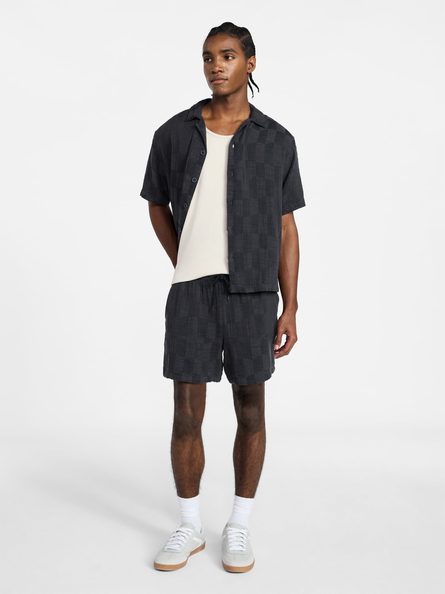 No Boundaries Check Gauze Shorts, 6.5" Inseam, Men's XS-5XL
