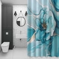 thumbnail image 4 of Abstract Marble Texture Shower Curtain for Bathroom Decor, Modern Blue Floral Waterproof Fabric Shower Curtain, 66"x72" Set with 12 Hooks, 4 of 9