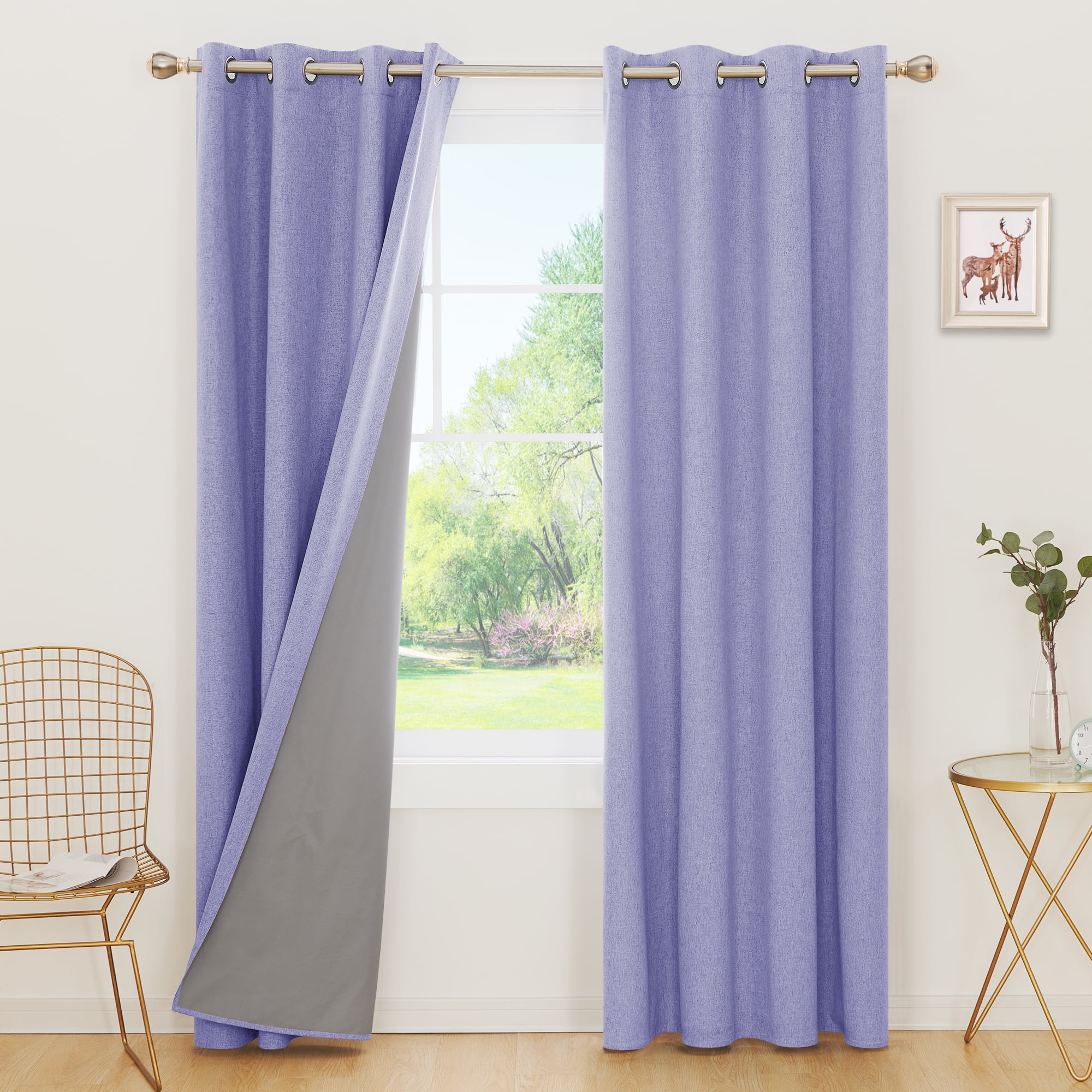 Blackout Curtains Soundproof Curtains Drop Eyelet Top Thermal for Bedroom 