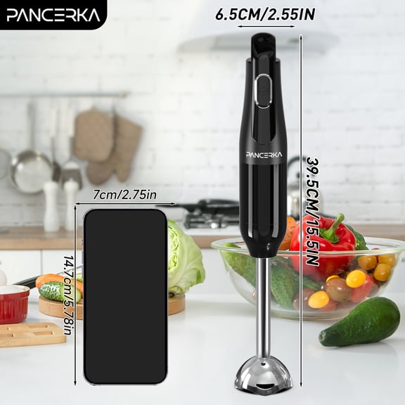 PANCERKA 8-in-1 Electric Immersion Blender, Multi-Purpose Hand Blender with Turbo Mode, Detachable Base, 304 Stainless Steel Handheld Blender with Whisk, Milk Frother Attachments