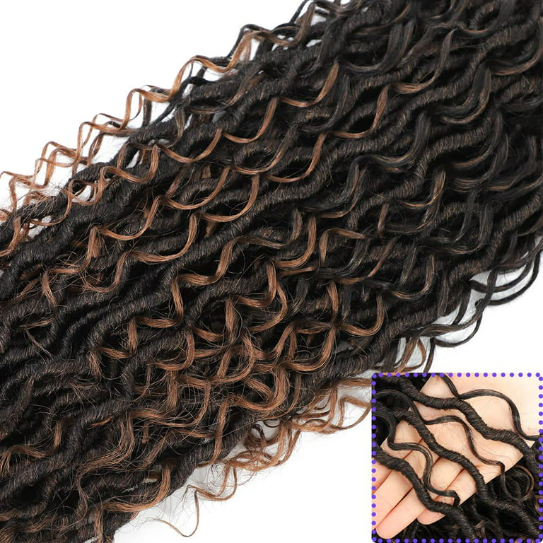 6 Packs Curly Faux Locs Crochet Hair, 22 Inch Goddess Locs Crochet Hair  Hippie Locs Synthetic Braids, Boho Style Crochet Braids (22 Inch, 6 Packs,  T1B/30) 