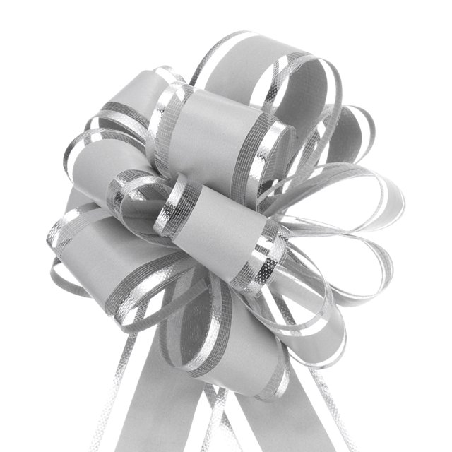 20pcs 6 Inch Pull Bow Gift Wrapping Bows Ribbon Organza Silver for Party