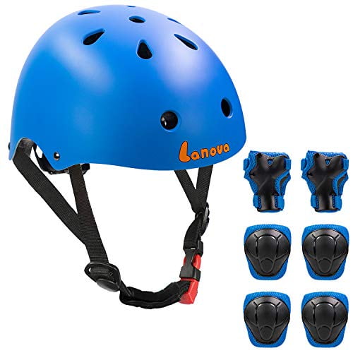 Ages 2-8 Toddler Helmet with Protective Gear Set 7PCS LANOVAGEAR Kids Bike Helmet Knee Elbow Pads for Bicycle Cycling Skateboard Scooter Inline Skating 
