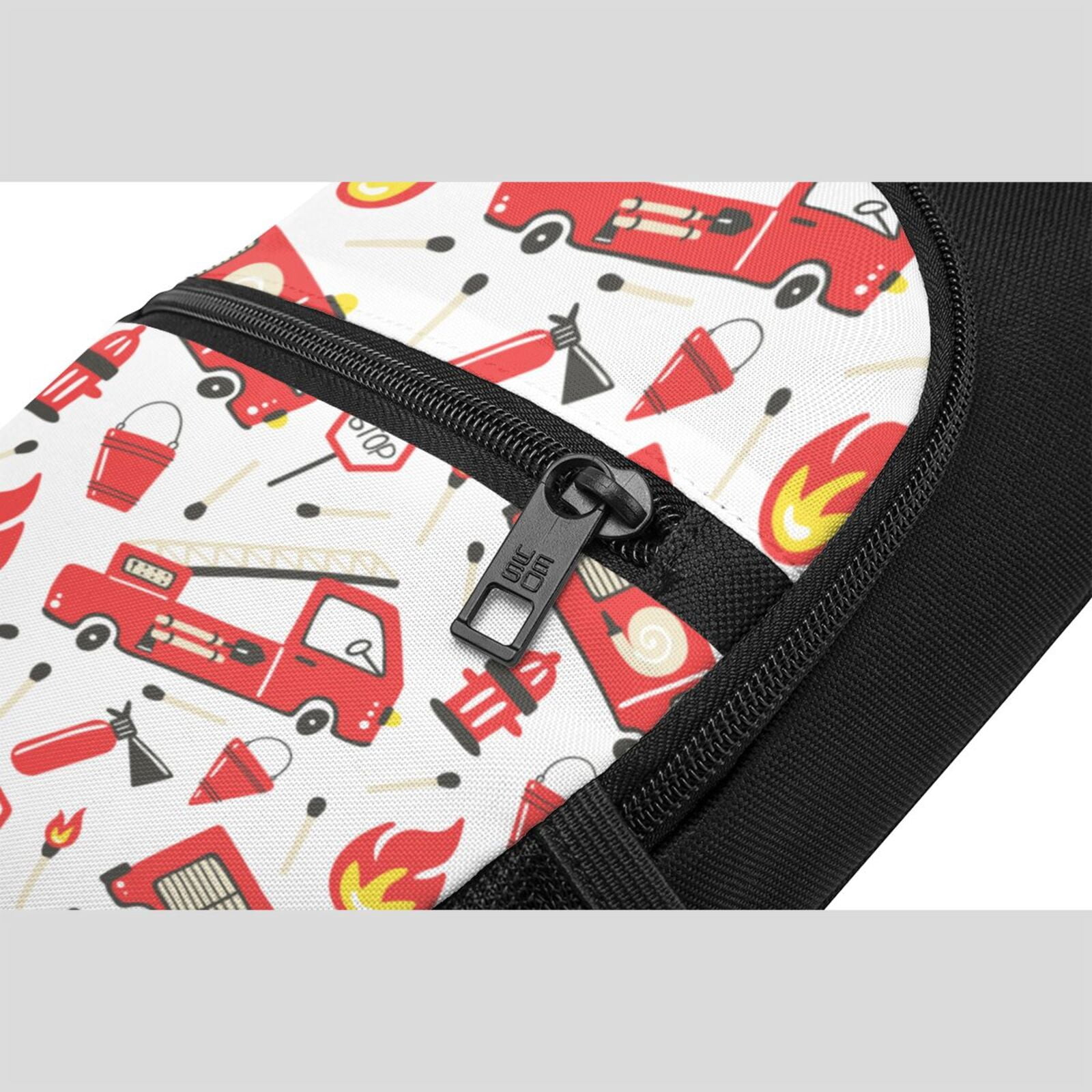 Xecao's Fire Truck Print Sling Bag: A Versatile Chest, Shoulder, and Crossbody Backpack for Casual Days Out, Perfect for Both Men and Women