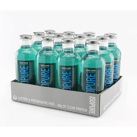 Isopure Zero Carb Protein Drink, Blue Raspberry, 40g Protein, 12 Ct