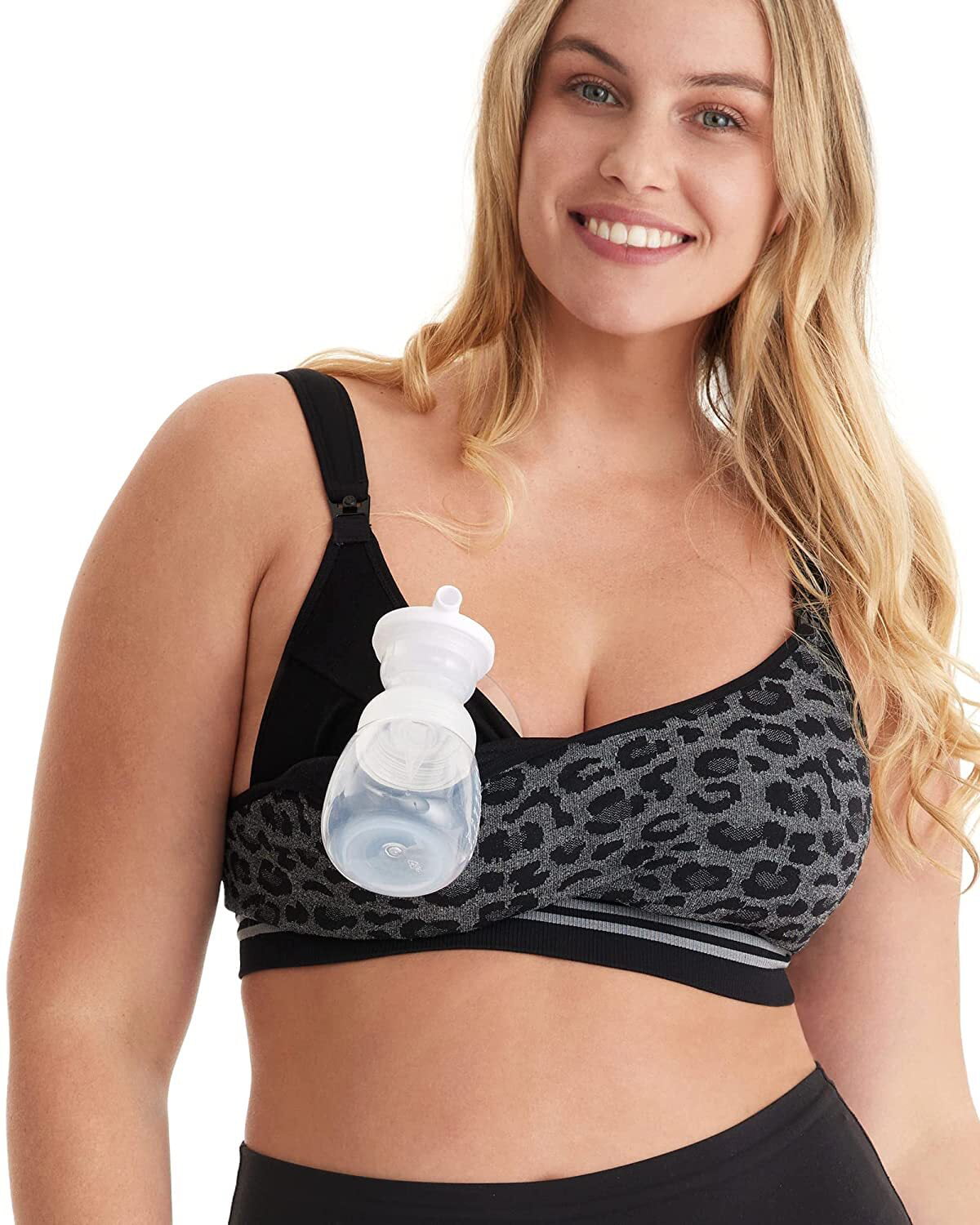 Deep V Pumping Bras Hand Free for Women and Breast Pumping Bra Momcozy Hands Free Pumping Bra 