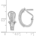 thumbnail image 2 of Real 14kt White Gold Baguette Diamond Omega Back Hoop Earrings; for Adults and Teens; for Women and Men, 2 of 2