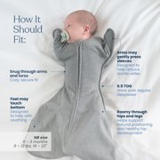 HALO SleepSack SwaddleStretch, Arms Up or Extended Arms, Newborn Baby Swaddle, 0 – 3 months, 0.5 TOG, Grey