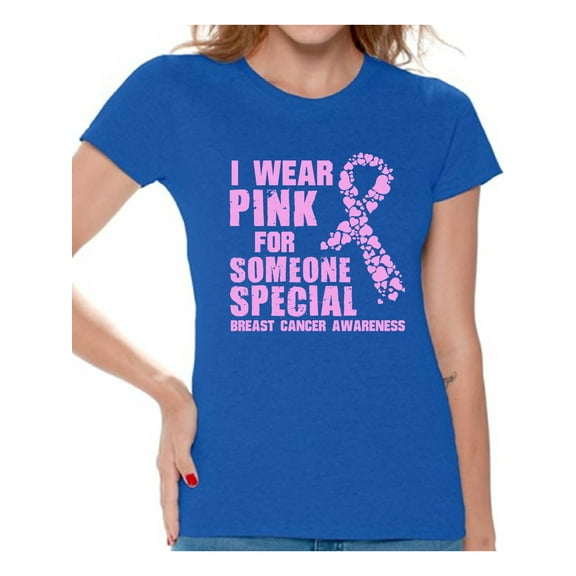 Awkward Styles Breast Cancer Survivor T Shirt Pink Ribbon Tshirt for Women Pink Cancer Support Ribbon Tshirt Cancer Shirts I Wear Pink For Someone Special T-Shirt Breast Cancer Shirt