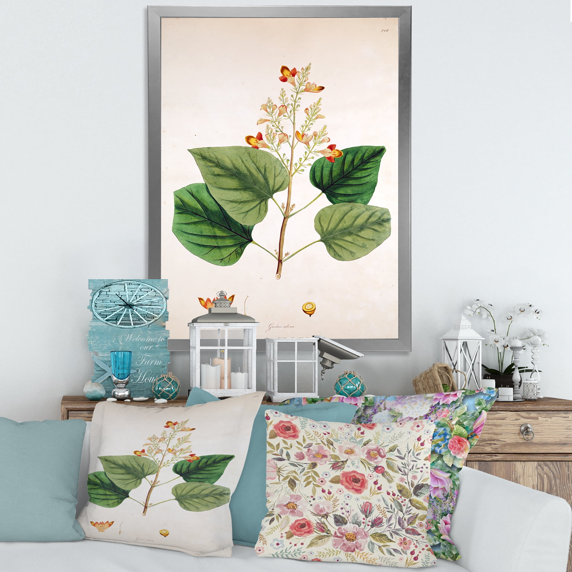 Designart 'Ancient London Plants XII' Farmhouse Framed Art Print